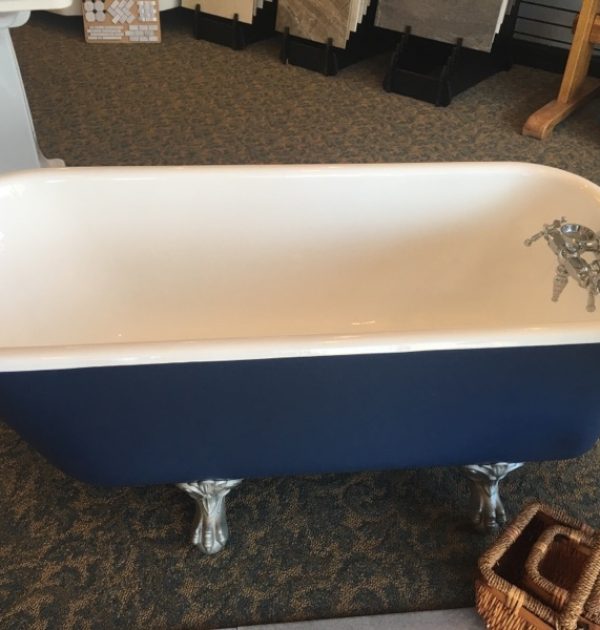 4.5 clawfoot tub white interior blue exterior