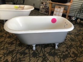 4 ½ Ft. Clawfoot Tub, Ko. <br>White Gloss Interior And Silver Dust Exterior And Feet In Satin Finish<br> $995